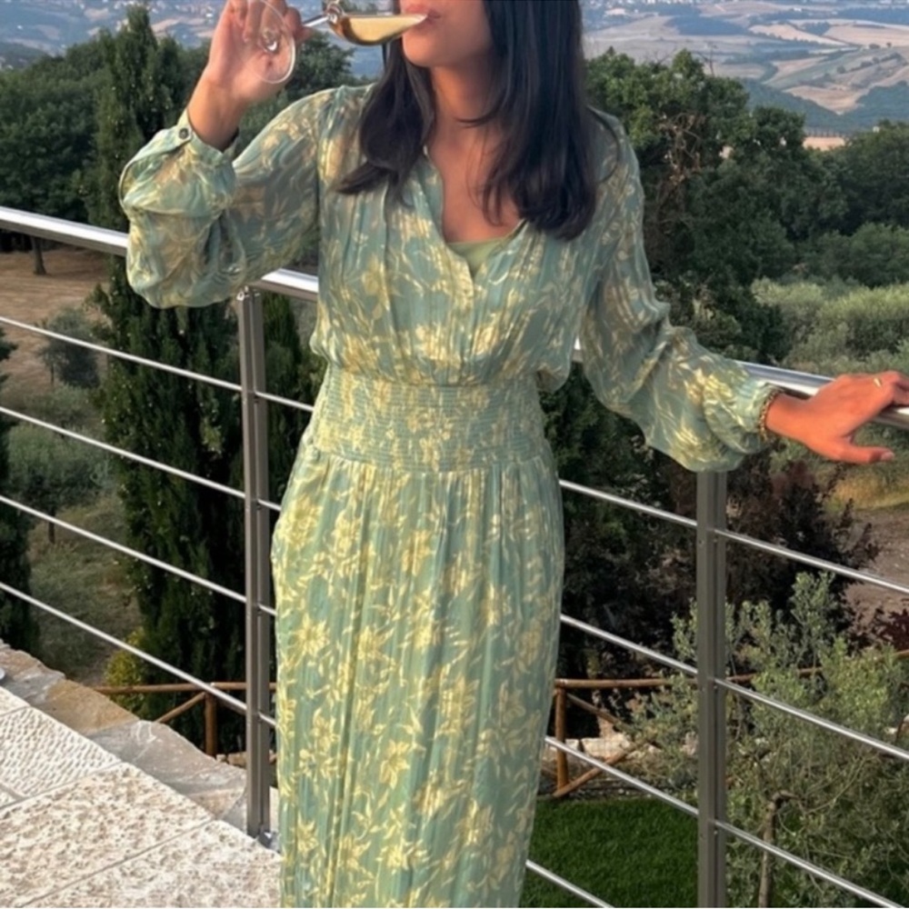 rag & bone calista floral maxi dress green